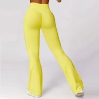 Gelbe Damen-Yoga-Leggings, hohe Taille, dehnbar, bequem, Sportbekleidung.