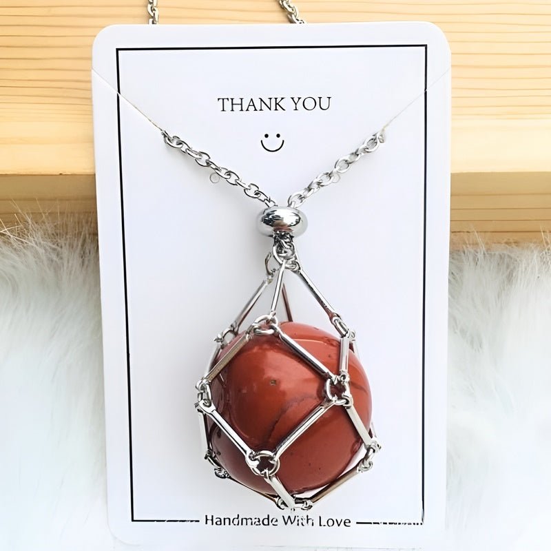 Roter Jaspis Anhänger in silbernem Käfig, handgefertigt, Schmuck, Geschenkidee, Energie.