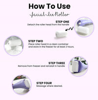 Lila Gesichtseisroller, abnehmbarer Kopf, Massagegerät, Hautpflege, kühlend, entspannend.