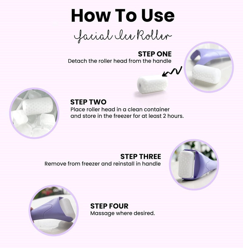 Lila Gesichtseisroller, abnehmbarer Kopf, Massagegerät, Hautpflege, kühlend, entspannend.