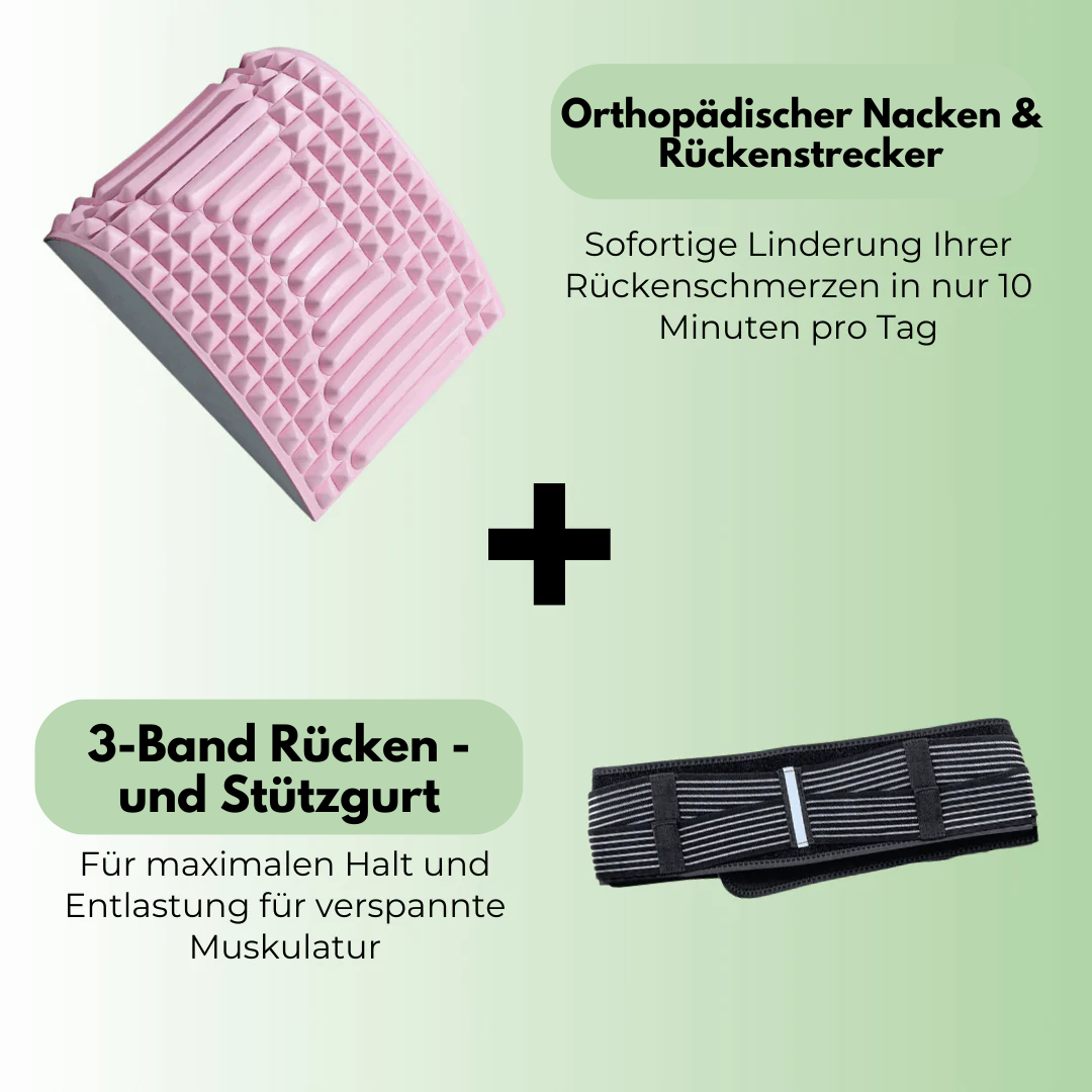 Orthopädischer Nackenstrecker rosa, 3-Band Rückengurt, Schmerzlinderung, Unterstützung.