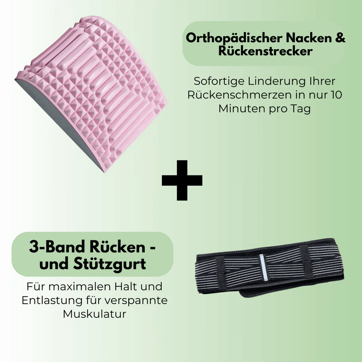 Orthopädischer Nackenstrecker rosa, 3-Band Rückengurt, Schmerzlinderung, Unterstützung.