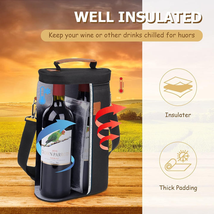 Isolierte Doppel-Weinflaschentragetasche – Kaufe 1, Erhalte 1 GRATIS – ChillMate