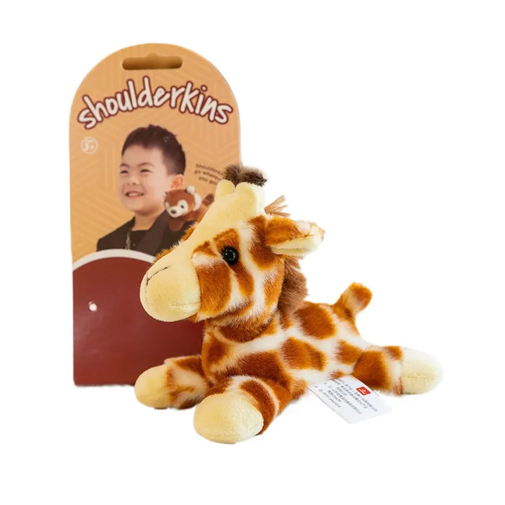 Plüsch-Giraffe Schulterspielzeug, magnetisch, braun-gelb, Kinder, Geschenkidee.