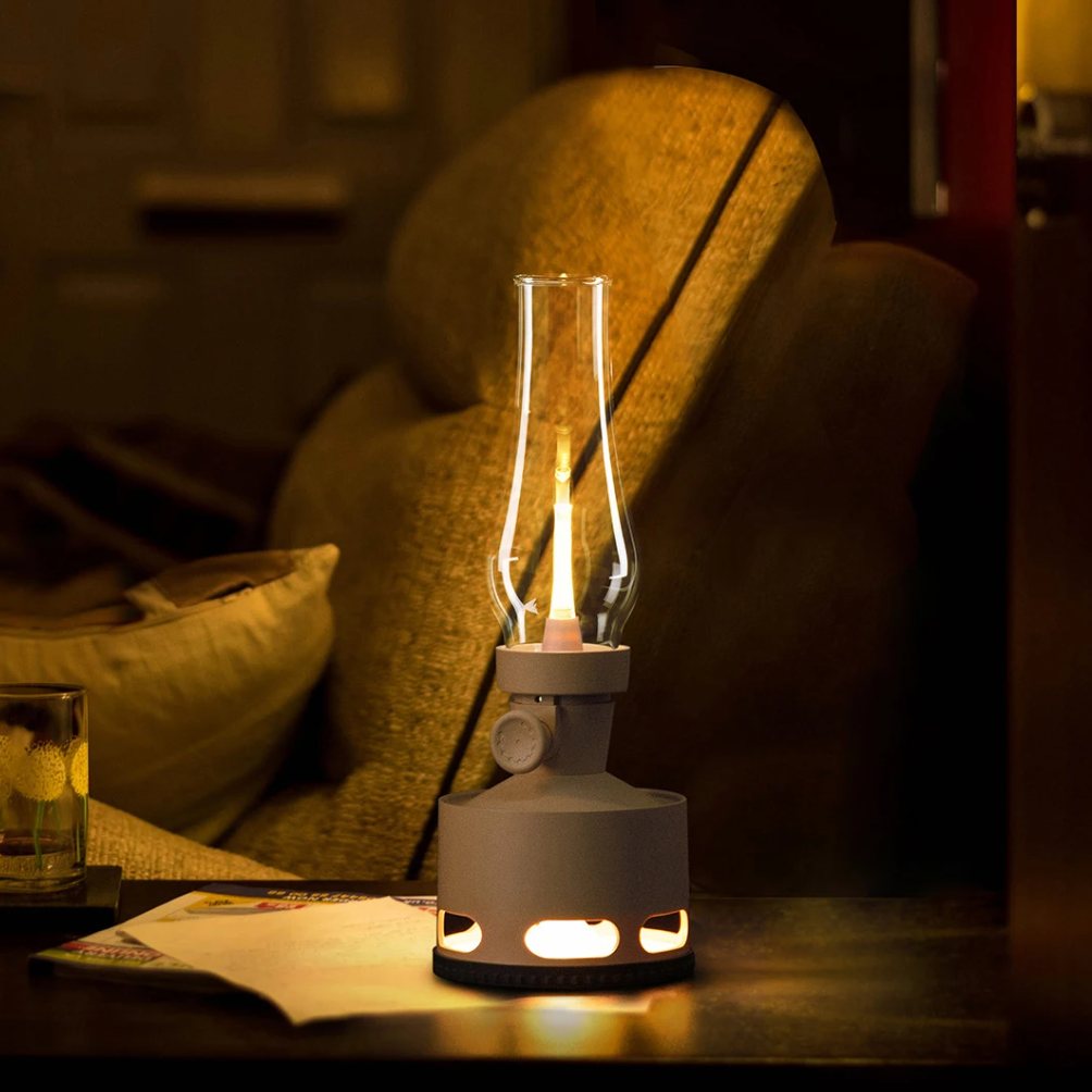 Moderne LED-Lampe im Vintage-Stil, Glaszylinder, warmes Licht, Wohnzimmer-Dekoration.