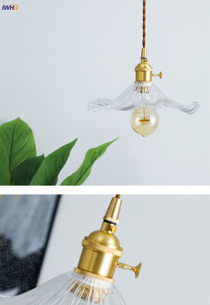 Kronleuchter aus Glas mit goldener Fassung, Vintage-Design, hängende Deckenleuchte.