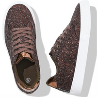 Glitzernde Damen-Sneaker, braun, mit weißen Sohlen, modisch, Größe 37.