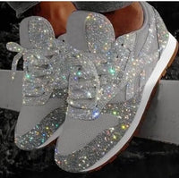 Glitzernde Damen-Sneaker, grau, vulkanisiert, chunky, modisch, 2023, Höhe erhöhend.