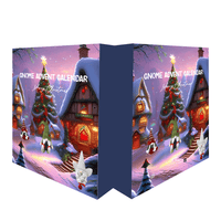 Gnome Adventskalender, weihnachtlich, bunt, mit Schneelandschaft und Häusern, Geschenkidee.