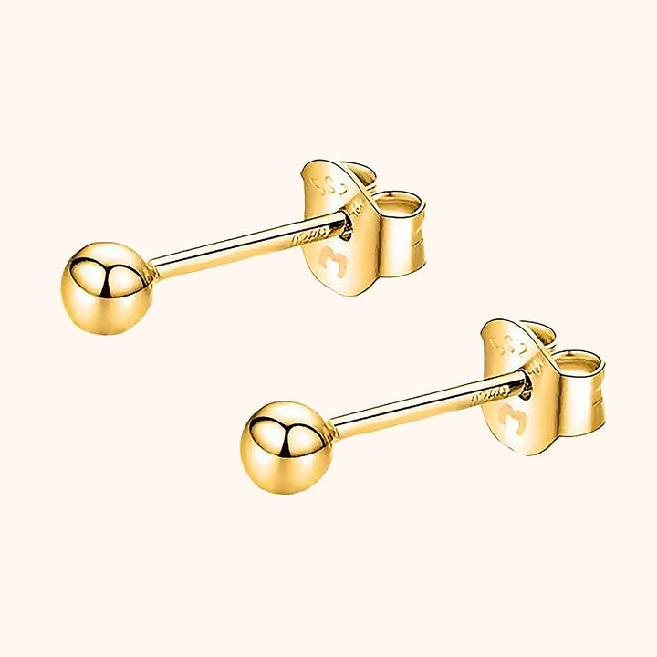 Goldene Ohrstecker aus Edelstahl, Kugeldesign, hypoallergen, modischer Schmuck für Damen.