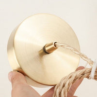 Goldene Deckenrosette mit Textilkabel, moderne Beleuchtung, Metall, rund, für Pendelleuchten.