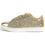 Goldene Glitzersneaker für Damen, modisch, bequem, mit weißer Sohle, ideal für Freizeit.