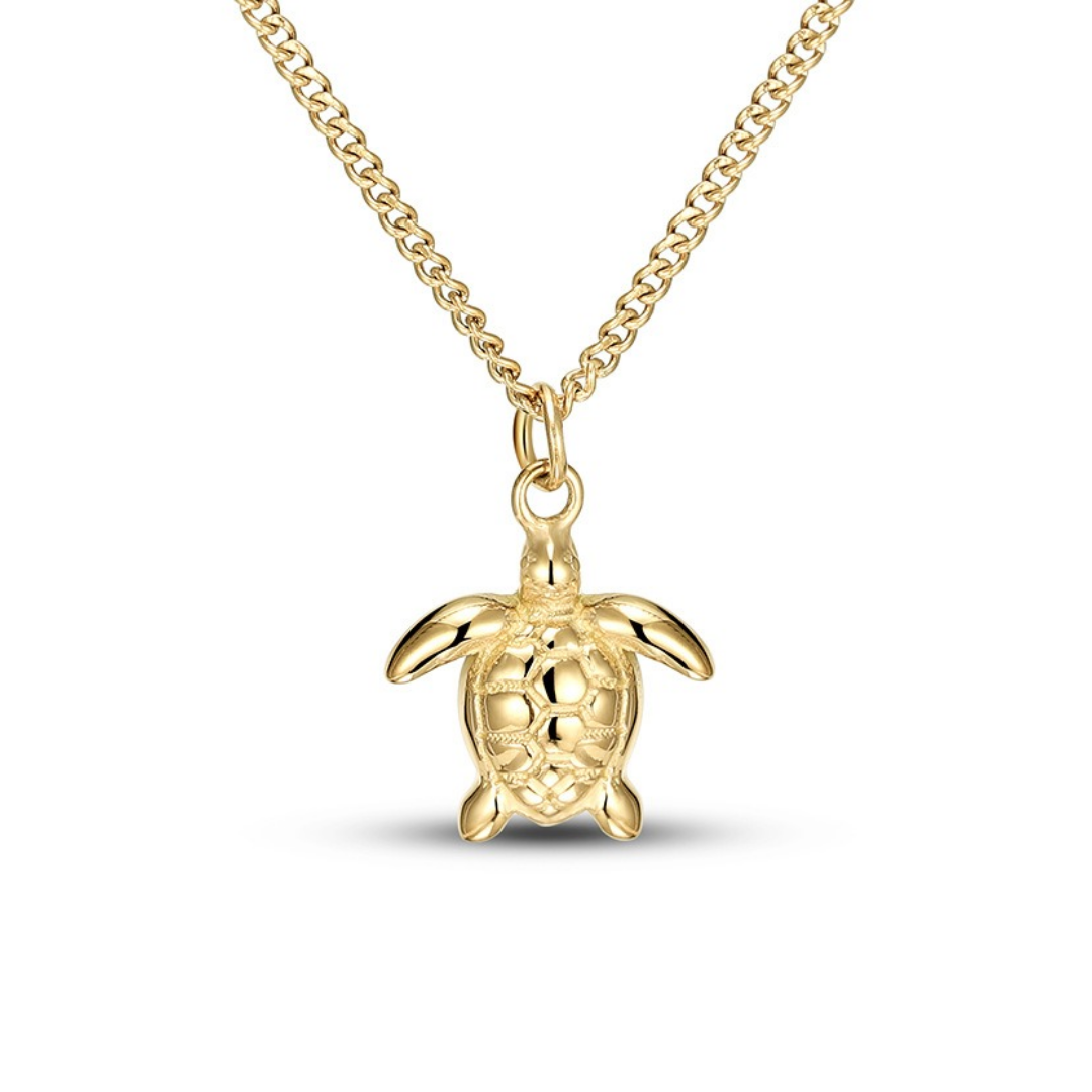 Goldene Meeresschildkröten-Halskette, Schmuck, Damen, modisch, Geschenkidee, 18 Karat Gold.