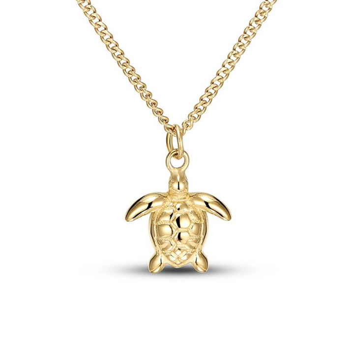 Goldene Meeresschildkröten-Halskette, Schmuck, Damen, modisch, Geschenkidee, 18 Karat Gold.