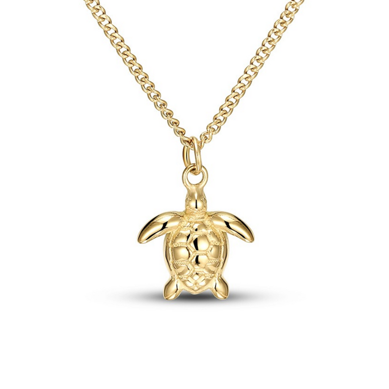 Goldene Meeresschildkröten-Halskette, Schmuck, Damen, modisch, Geschenkidee, 18 Karat Gold.