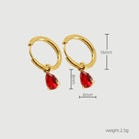 Goldene Creolen mit roten Tropfenanhängern, 16mm, eleganter Schmuck, modisch, 2,5g.