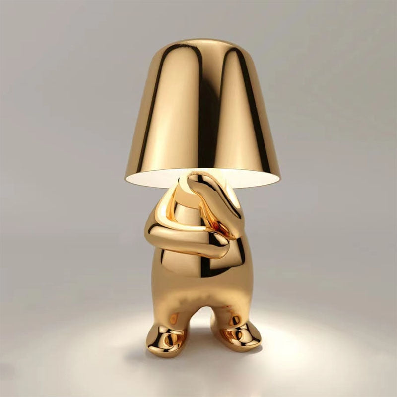 Goldene Tischlampe in Hasenform, modernes Design, Metall, Wohnzimmerbeleuchtung.