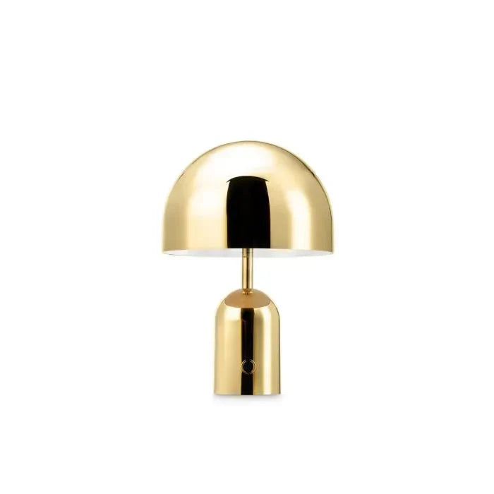 Goldene tragbare Tischlampe, modernes Design, Metall, ideal für Wohnzimmer oder Büro.