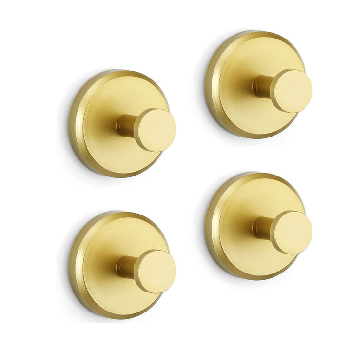 Goldene Wandhaken aus Metall, rund, modern, 4er-Set, für Badezimmer oder Küche.