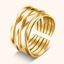 Goldener Ring aus Sterlingsilber, offenes Design, eleganter Schmuck, Damenmode, Geschenkidee.