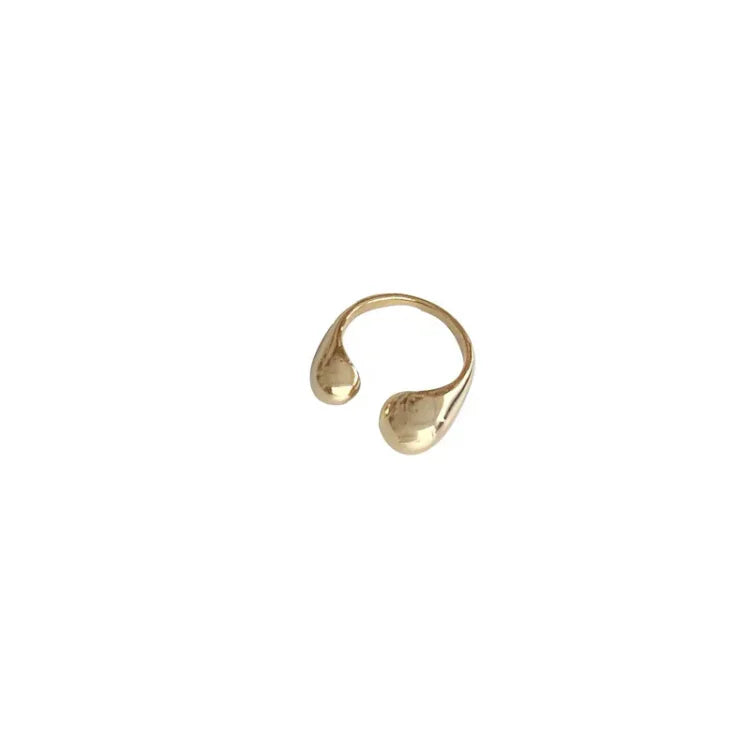 Goldener offener Ring, minimalistisches Design, Tropfenform, Modeschmuck für Damen.