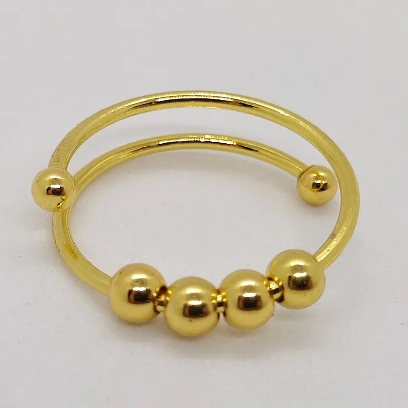 Goldener Nasenring mit Kugeln, Piercingschmuck, Edelstahl, modisch, glänzend, Unisex.