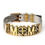Goldene Armband mit Kleeblatt und Buchstaben, Edelstahl, verstellbar, modisch, Damenaccessoire.
