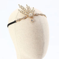 Goldenes Stirnband mit Kristallen, Blattdesign, eleganter Haarschmuck, Hochzeit, Damenmode.