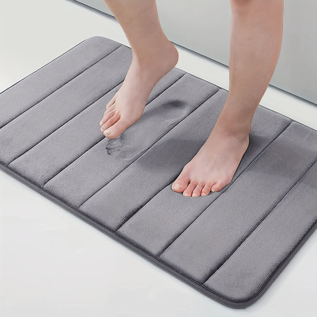Graue Badematte Memory Foam, rutschfest, saugfähig, weiche Oberfläche, Badezimmerteppich.