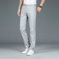 Hochwertige graue Herrenanzughose aus Bambusfaser, elegant und luxuriös, für Frühling/Sommer.