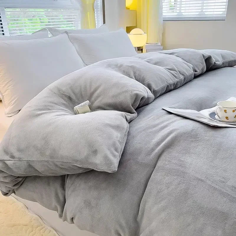 Graues Bettwäsche-Set aus Mikrofaser, weich, gemütlich, Schlafzimmer-Dekoration, modern.