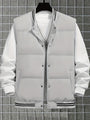 Graue Herren-Bomberjacke, gesteppt, mit schwarzen Streifen, modisch, warm, Winterbekleidung.
