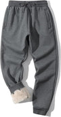 Graue Jogginghose mit Kordelzug, Fleece-Futter, Taschen, Herrenmode, bequem, warm.