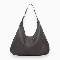 Graue Lederhandtasche, modisch, geräumig, ideal für den Alltag, Damenaccessoire.