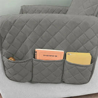 Graue gesteppte Sesselhusse mit Taschen, universell, weich, für Wohnzimmermöbel.