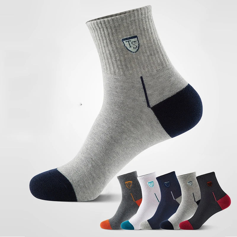 Graue Sportsocken mit verstärkter Ferse und Zehen, verschiedene Farben, atmungsaktiv, Unisex.