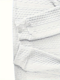 Weiße Strickdecke mit Zopfmuster, weiche Baumwolle, gemütlich, dekorativ, Wohnzimmerdecke.