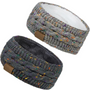 Graues Strick-Stirnband mit Fleece-Futter, warm, winterfest, modisch, Damenaccessoire.