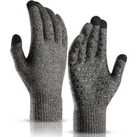 Graue Touchscreen-Handschuhe, rutschfest, gestrickt, für Winter, Smartphone-kompatibel.
