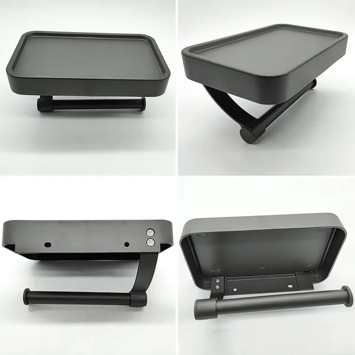 Grauer klappbarer Duschsitz aus Kunststoff, Wandmontage, platzsparend, Badezimmerzubehör.