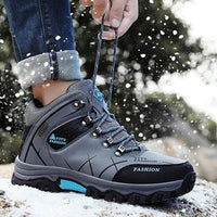 Grauer wasserdichter Wanderschuh, Herren, robust, rutschfest, Outdoor, Schnee, Mode.