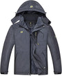 Graue Herren-Winterjacke mit Kapuze, wasserdicht, winddicht, Outdoor-Bekleidung.