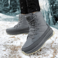 Graue Winterstiefel für Herren, wasserdicht, rutschfest, warm gefüttert, Outdoor-Schuhe.