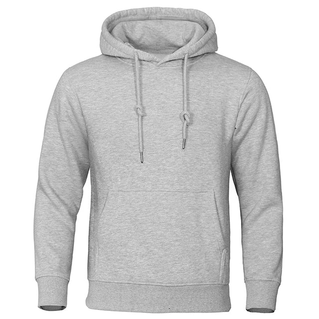 Grauer Herren-Hoodie aus Fleece, warm, lässig, atmungsaktiv, Streetwear, Mode.
