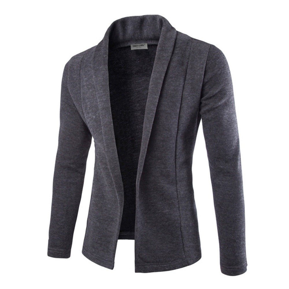 Grauer Herren-Casual-Cardigan, Strickjacke, modisch, hochwertig, einfarbig, Business-Look.