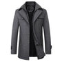 Grauer Herren-Wollmantel, Winterjacke, klassisches Design, Knopfleiste, modisch, warm.