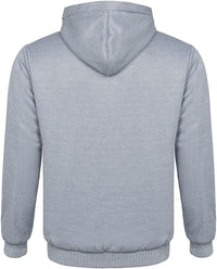 Grauer Kapuzenpullover aus Baumwolle, Rückansicht, Unisex, modisch, bequem, Freizeitkleidung.