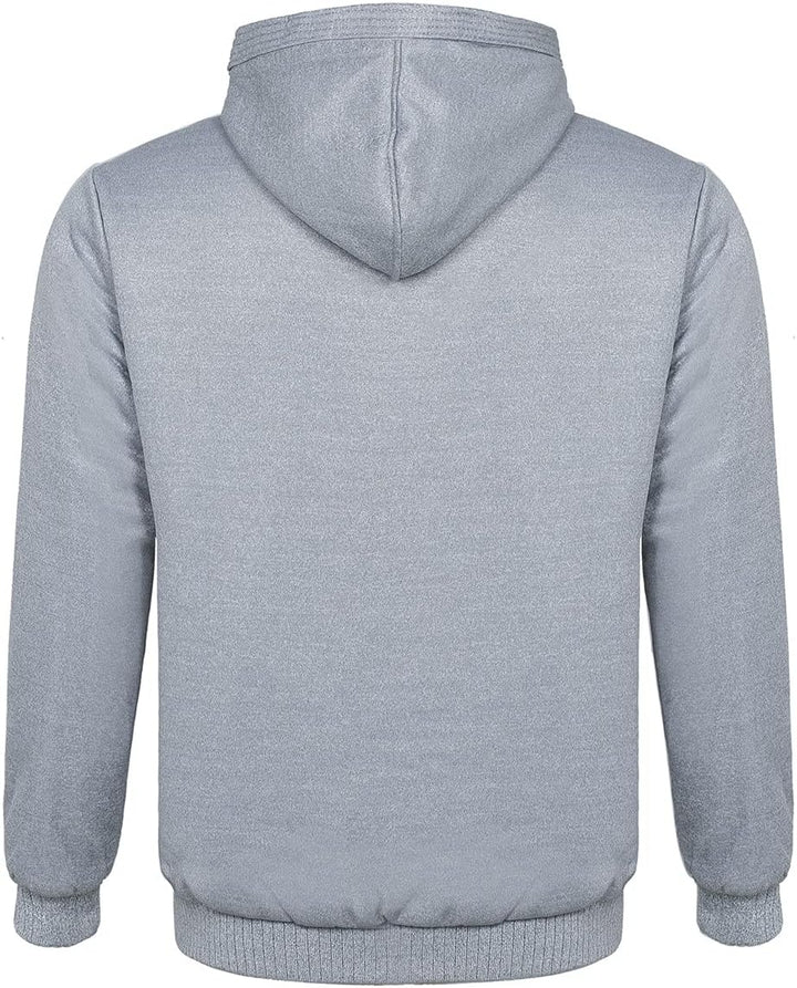 Grauer Kapuzenpullover aus Baumwolle, Rückansicht, Unisex, modisch, bequem, Freizeitkleidung.