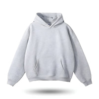 Grauer Kapuzenpullover aus Baumwolle, Unisex, bequem, lässig, ideal für Herbst und Winter.
