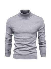 Grauer Rollkragenpullover Herren, Strick, Langarm, modisch, warm, Wintermode.
